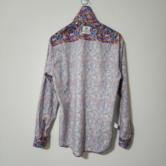 Kurt River Mens Kelsey Spread Shirt Slim Fit Button-Down Floral Cotton Size L - Picture 7 of 8